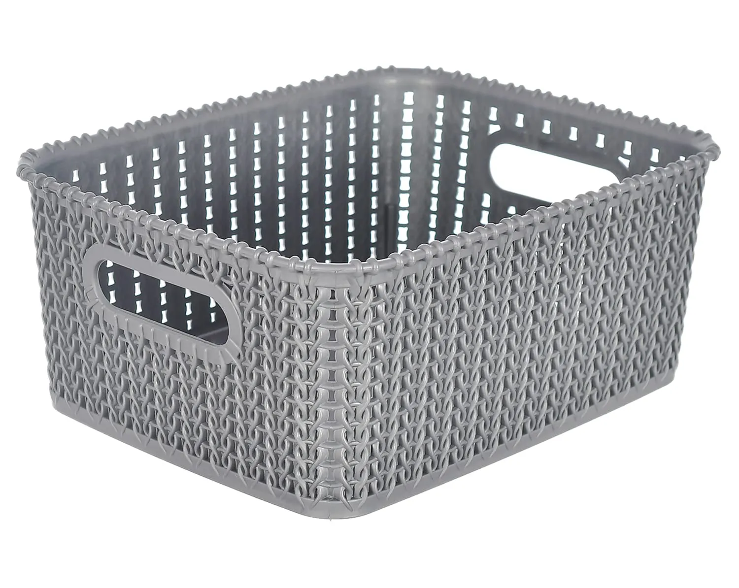 Heart Home Multipurposes Large M 20 Plastic Basket, Organizer for Kitchen, Countertop, Cabinet, Bathroom with Lid (Grey) -46KHH070