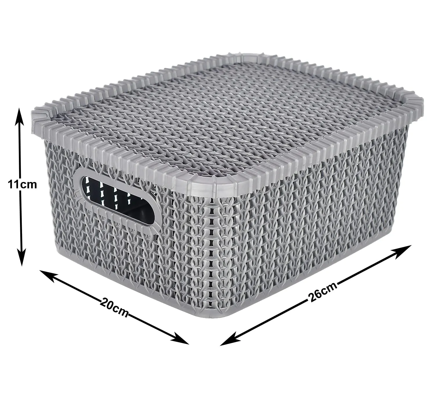 Heart Home Multipurposes Large M 20 Plastic Basket, Organizer for Kitchen, Countertop, Cabinet, Bathroom with Lid (Grey) -46KHH070