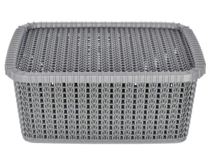 Heart Home Multipurposes Large M 20 Plastic Basket, Organizer for Kitchen, Countertop, Cabinet, Bathroom with Lid (Grey) -46KHH070