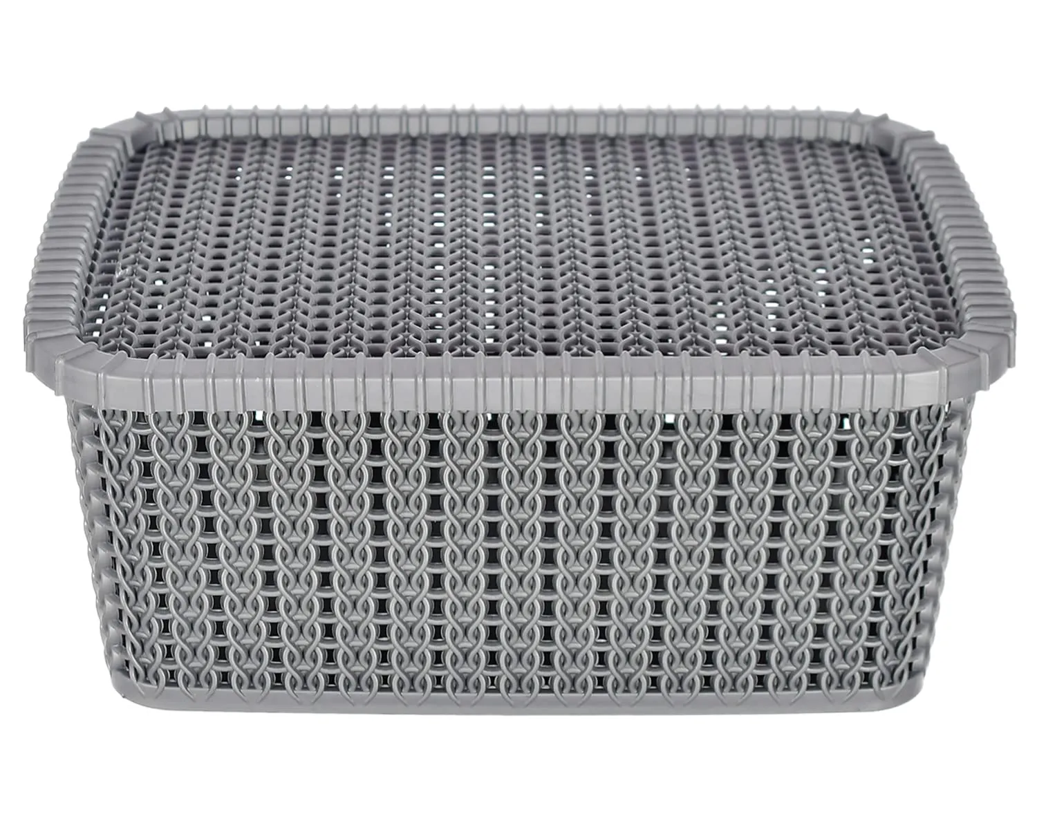 Heart Home Multipurposes Large M 20 Plastic Basket, Organizer for Kitchen, Countertop, Cabinet, Bathroom with Lid (Grey) -46KHH070