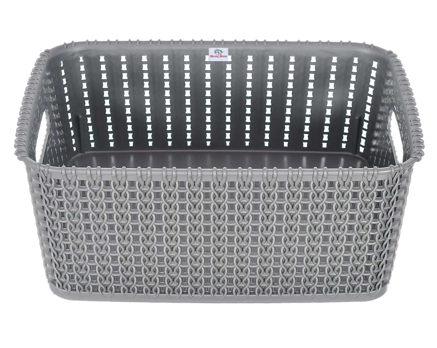 Heart Home Multipurposes Large M 20 Plastic Basket, Organizer for Kitchen, Countertop, Cabinet, Bathroom with Lid (Grey) -46KHH070