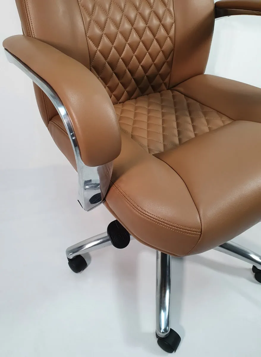 High Back Tan Leather Executive Office Chair - 1712A