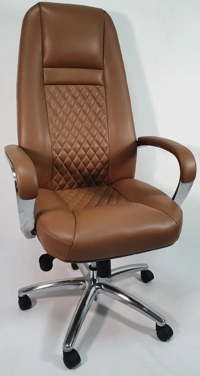 High Back Tan Leather Executive Office Chair - 1712A