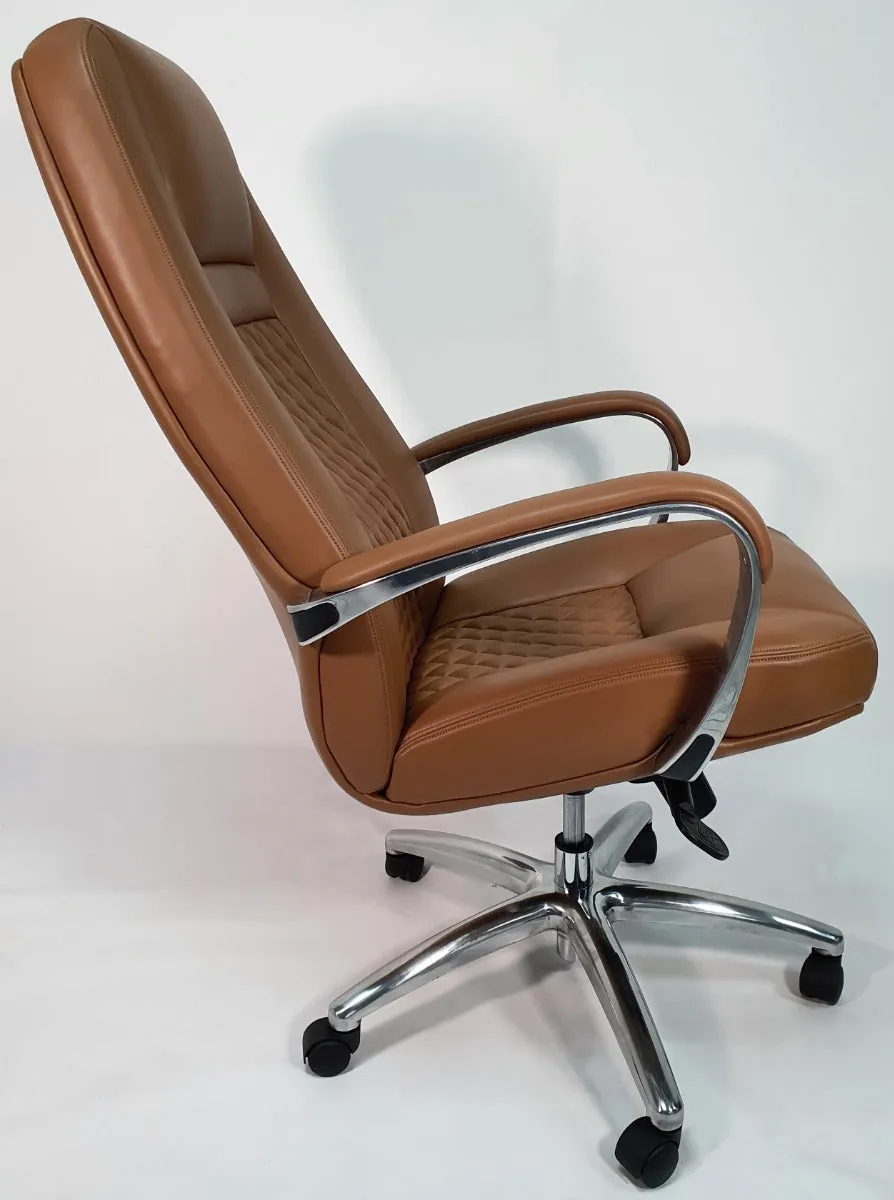 High Back Tan Leather Executive Office Chair - 1712A