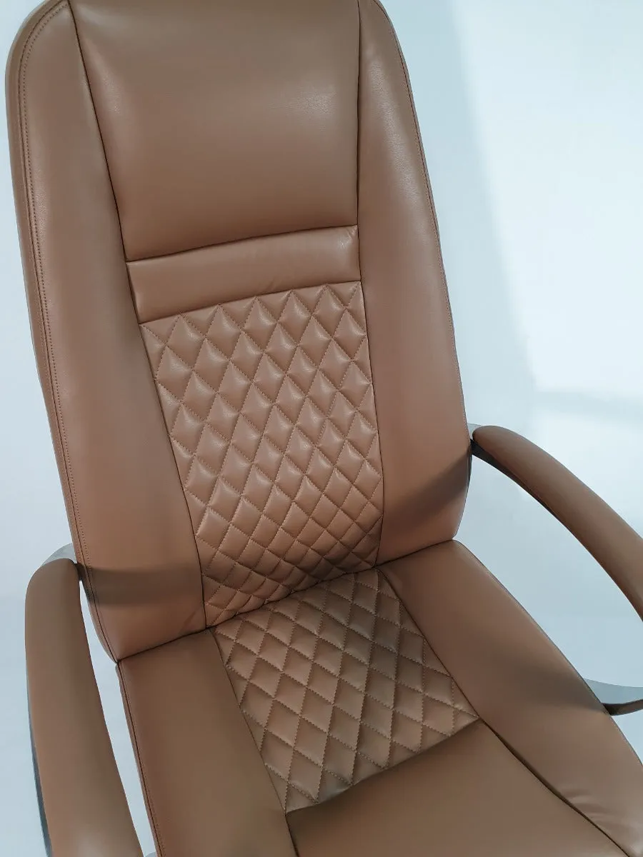 High Back Tan Leather Executive Office Chair - 1712A