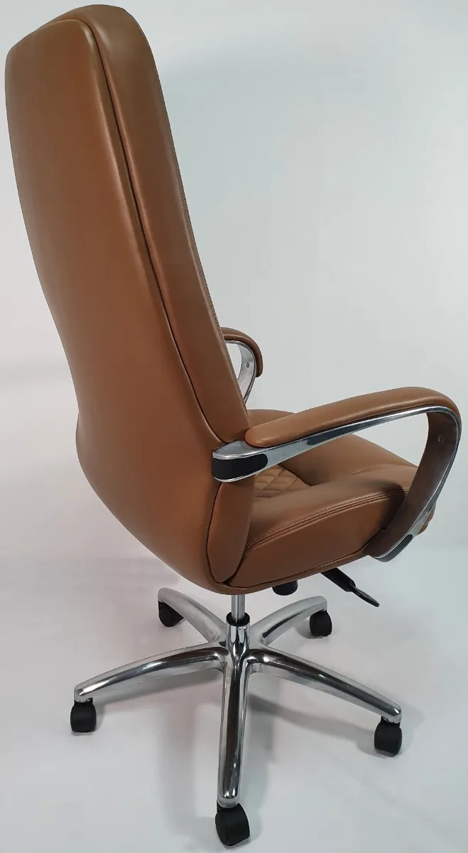 High Back Tan Leather Executive Office Chair - 1712A