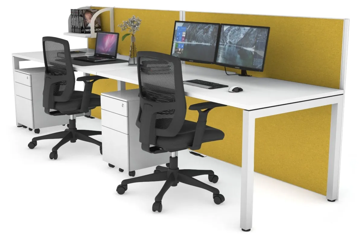 Horizon Quadro 2 Person Run Square Legs Office Workstation [1800L x 800W with Cable Scallop]