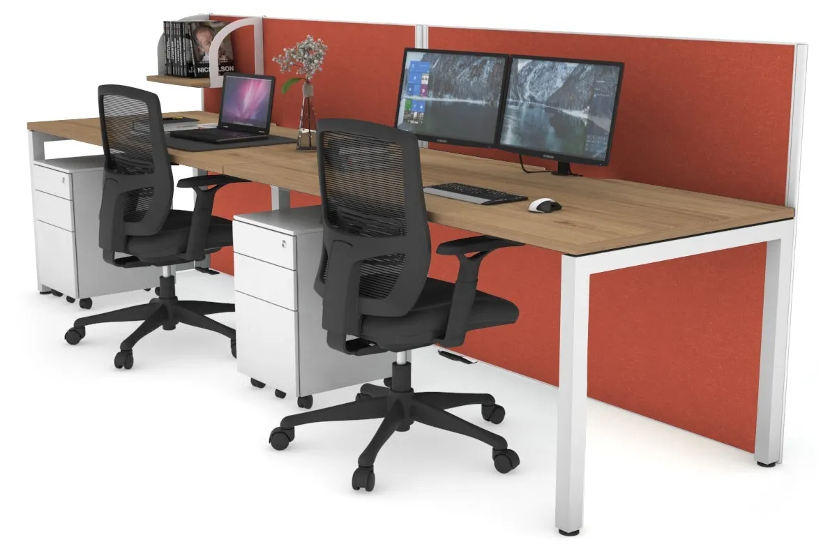 Horizon Quadro 2 Person Run Square Legs Office Workstation [1800L x 800W with Cable Scallop]