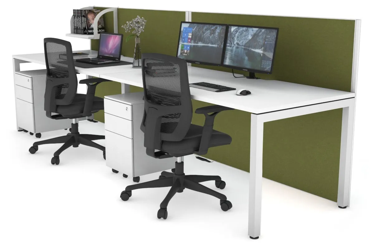 Horizon Quadro 2 Person Run Square Legs Office Workstation [1800L x 800W with Cable Scallop]