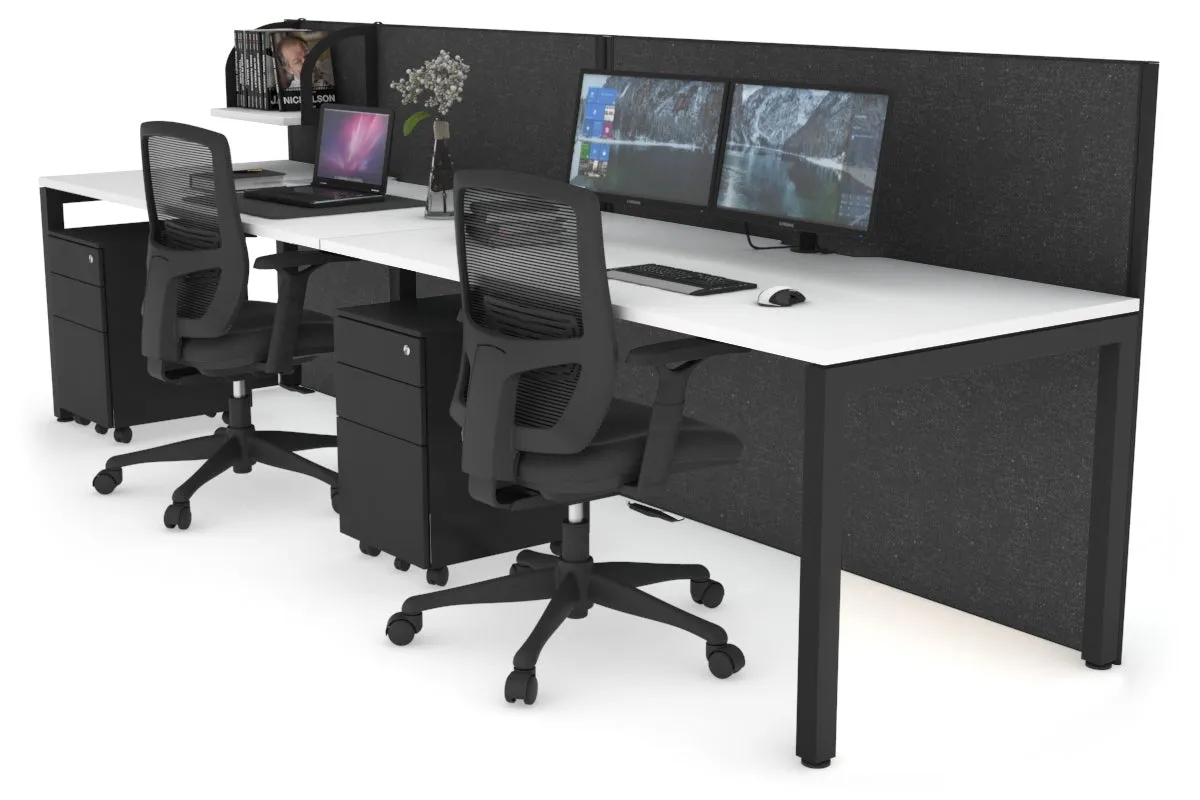 Horizon Quadro 2 Person Run Square Legs Office Workstation [1800L x 800W with Cable Scallop]