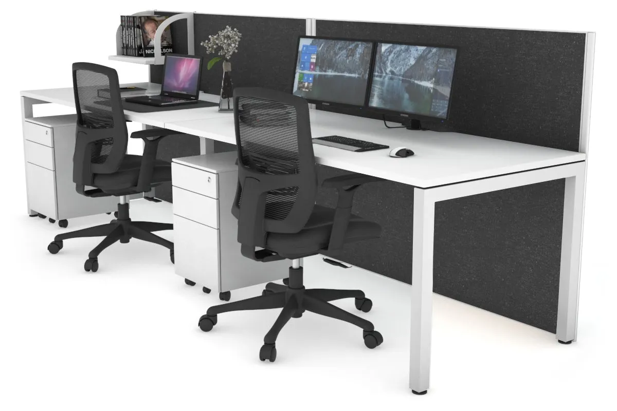 Horizon Quadro 2 Person Run Square Legs Office Workstation [1800L x 800W with Cable Scallop]