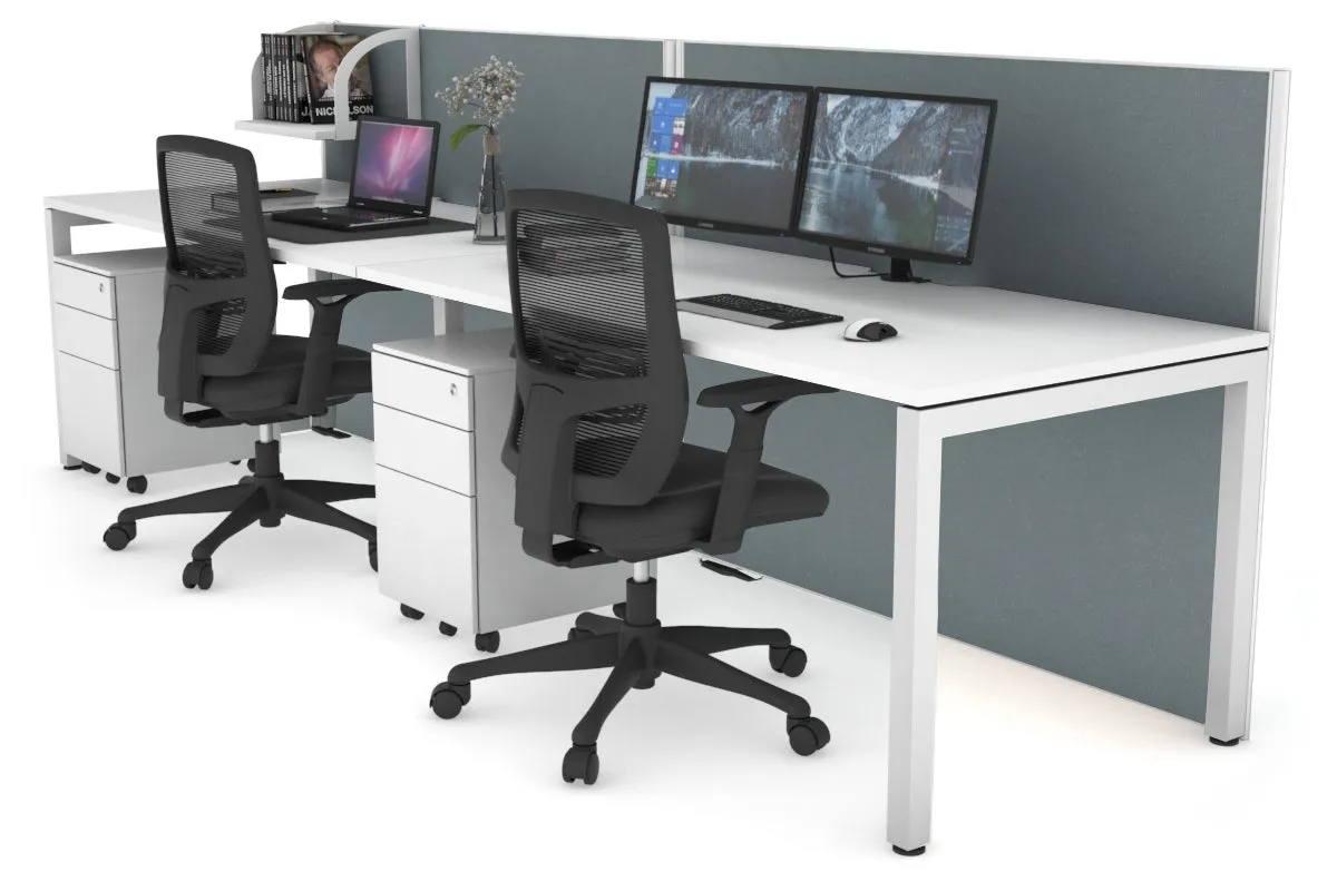 Horizon Quadro 2 Person Run Square Legs Office Workstation [1800L x 800W with Cable Scallop]