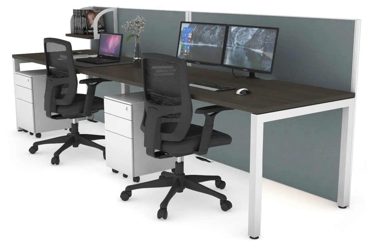 Horizon Quadro 2 Person Run Square Legs Office Workstation [1800L x 800W with Cable Scallop]