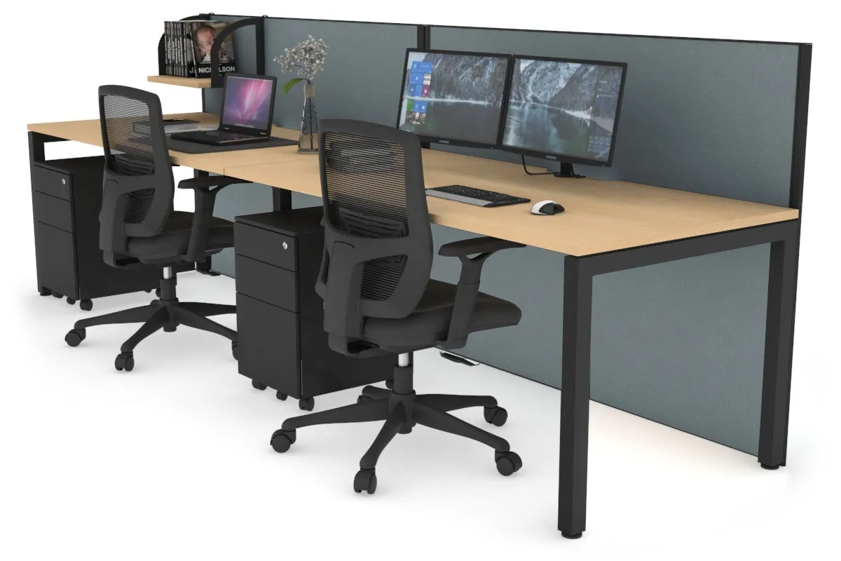 Horizon Quadro 2 Person Run Square Legs Office Workstation [1800L x 800W with Cable Scallop]