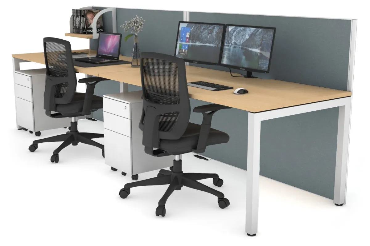 Horizon Quadro 2 Person Run Square Legs Office Workstation [1800L x 800W with Cable Scallop]