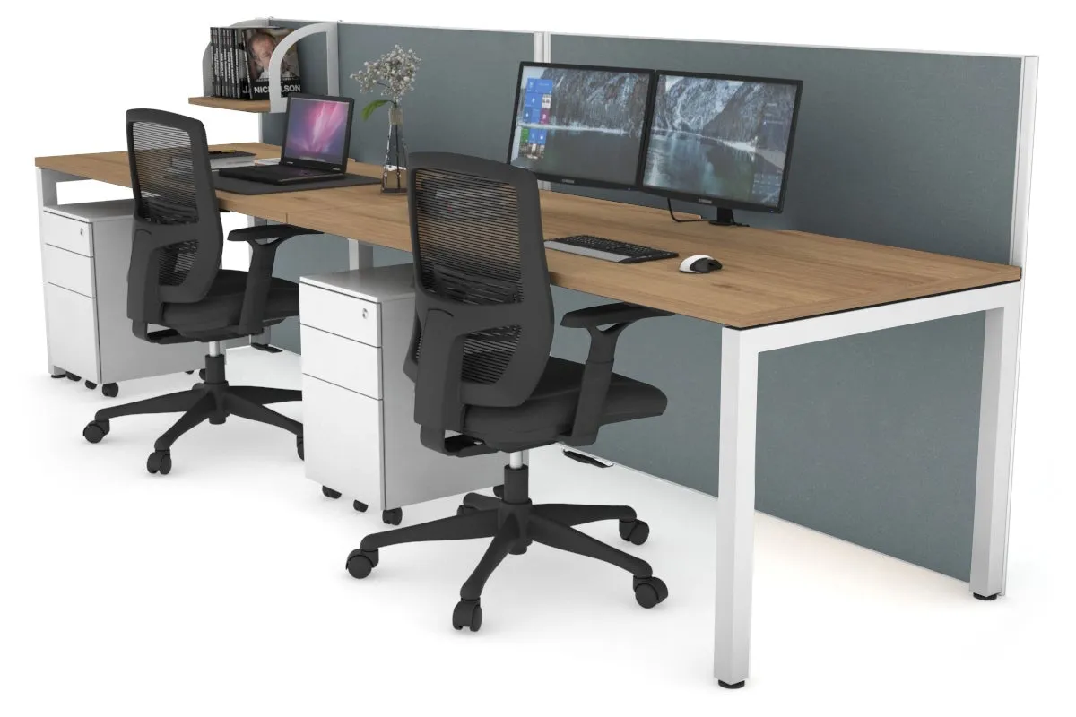 Horizon Quadro 2 Person Run Square Legs Office Workstation [1800L x 800W with Cable Scallop]