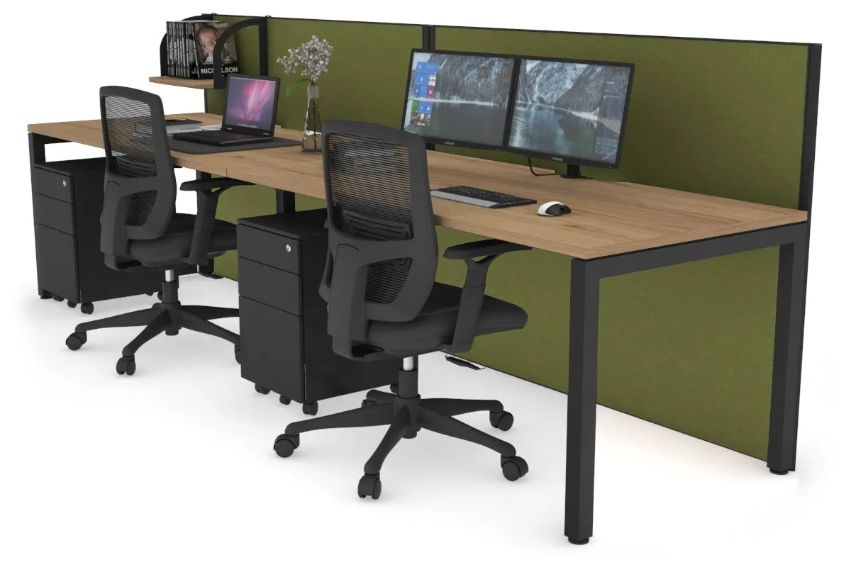 Horizon Quadro 2 Person Run Square Legs Office Workstation [1800L x 800W with Cable Scallop]