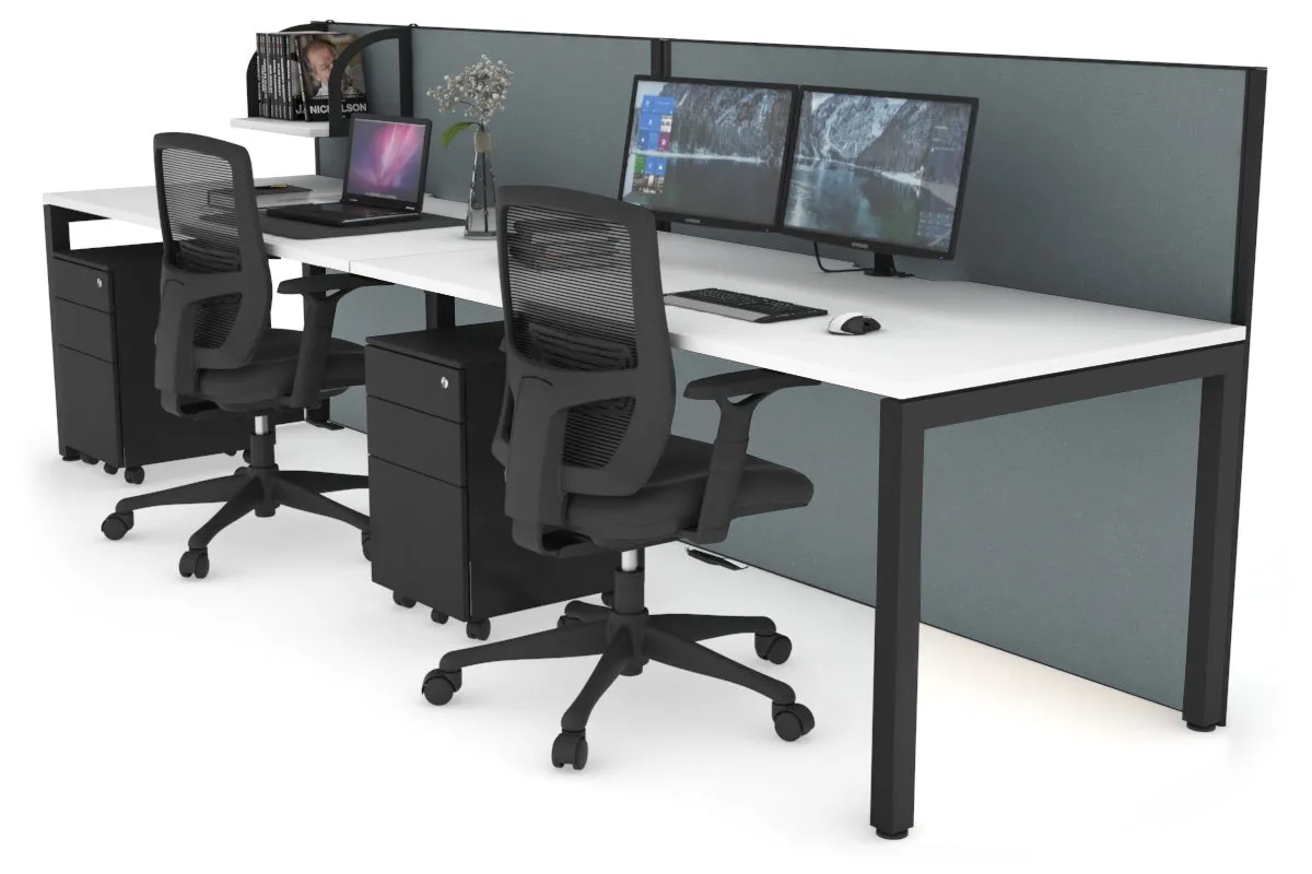 Horizon Quadro 2 Person Run Square Legs Office Workstation [1800L x 800W with Cable Scallop]