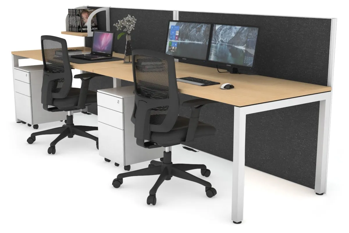 Horizon Quadro 2 Person Run Square Legs Office Workstation [1800L x 800W with Cable Scallop]