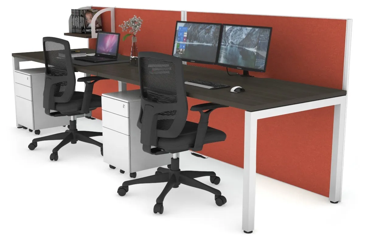 Horizon Quadro 2 Person Run Square Legs Office Workstation [1800L x 800W with Cable Scallop]