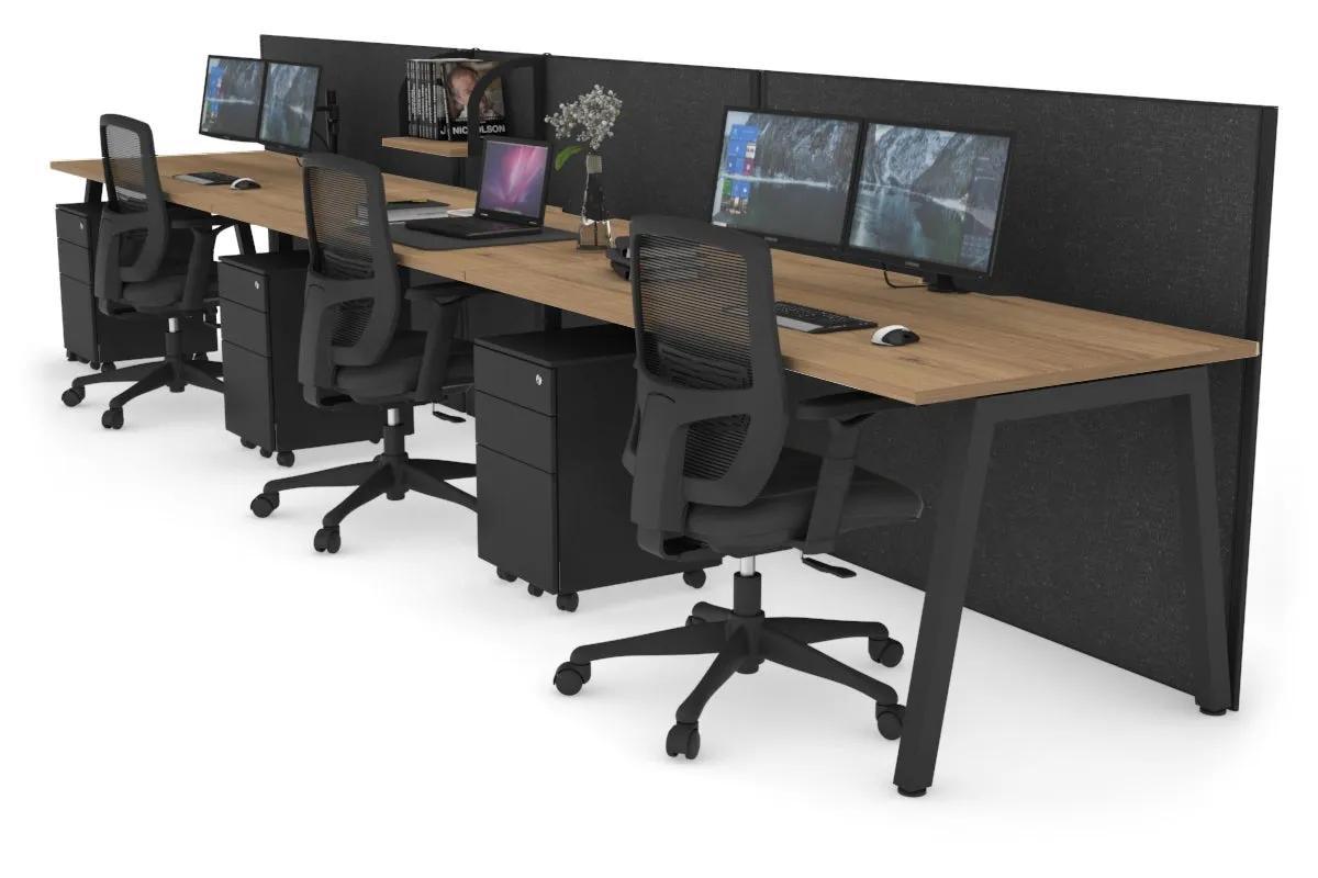 Horizon Quadro 3 Person Run A Legs Office Workstation [1200L x 800W with Cable Scallop]