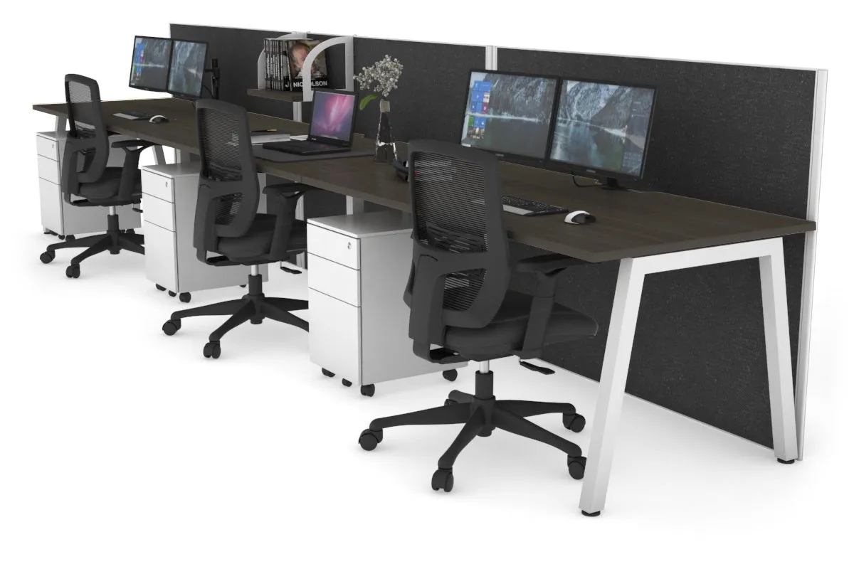 Horizon Quadro 3 Person Run A Legs Office Workstation [1200L x 800W with Cable Scallop]