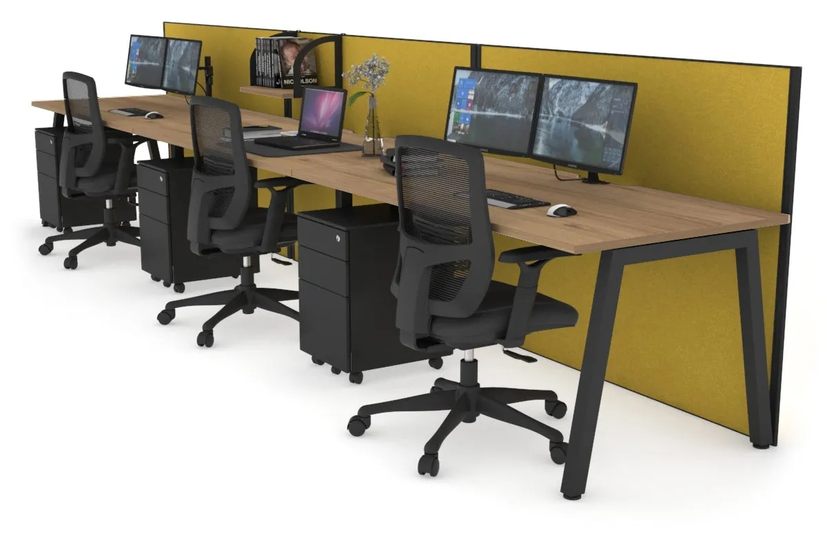 Horizon Quadro 3 Person Run A Legs Office Workstation [1200L x 800W with Cable Scallop]