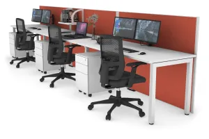 Horizon Quadro 3 Person Run Square Legs Office Workstation [1400L x 700W]