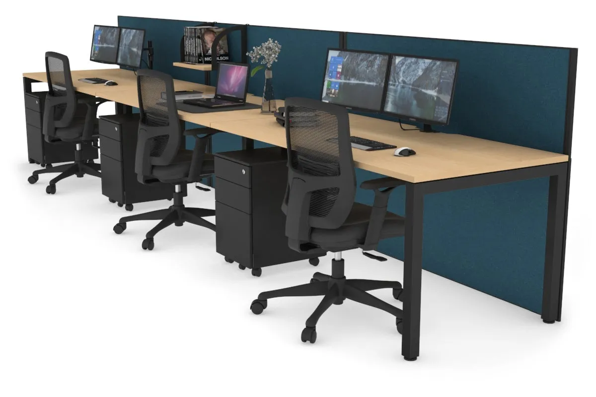 Horizon Quadro 3 Person Run Square Legs Office Workstation [1600L x 800W with Cable Scallop]