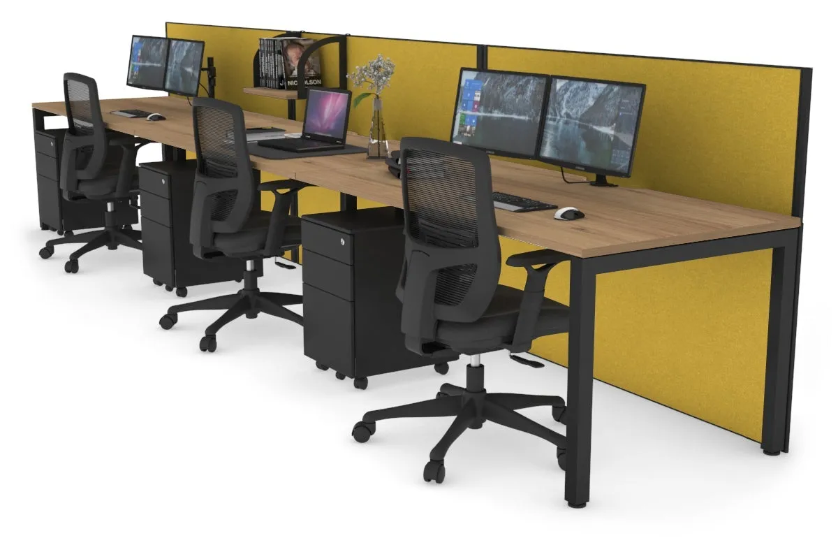 Horizon Quadro 3 Person Run Square Legs Office Workstation [1600L x 800W with Cable Scallop]