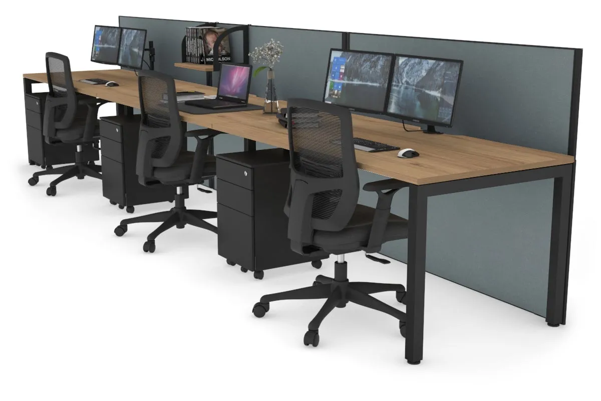 Horizon Quadro 3 Person Run Square Legs Office Workstation [1600L x 800W with Cable Scallop]