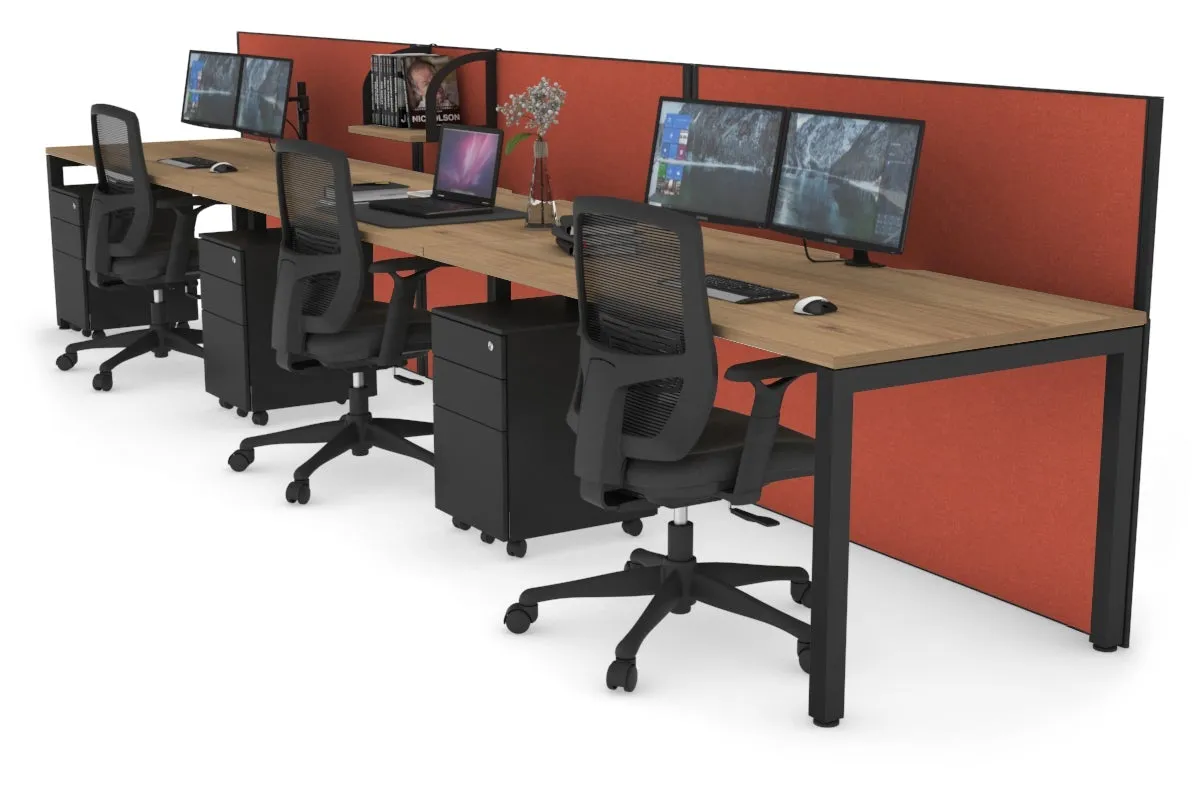 Horizon Quadro 3 Person Run Square Legs Office Workstation [1600L x 800W with Cable Scallop]