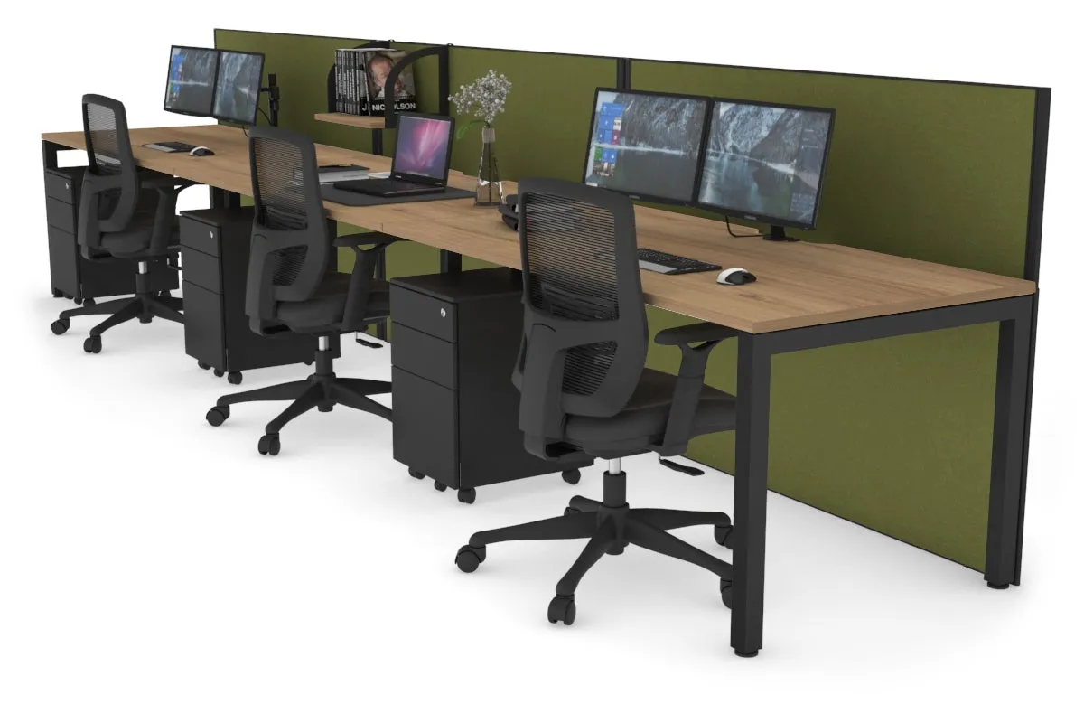 Horizon Quadro 3 Person Run Square Legs Office Workstation [1600L x 800W with Cable Scallop]