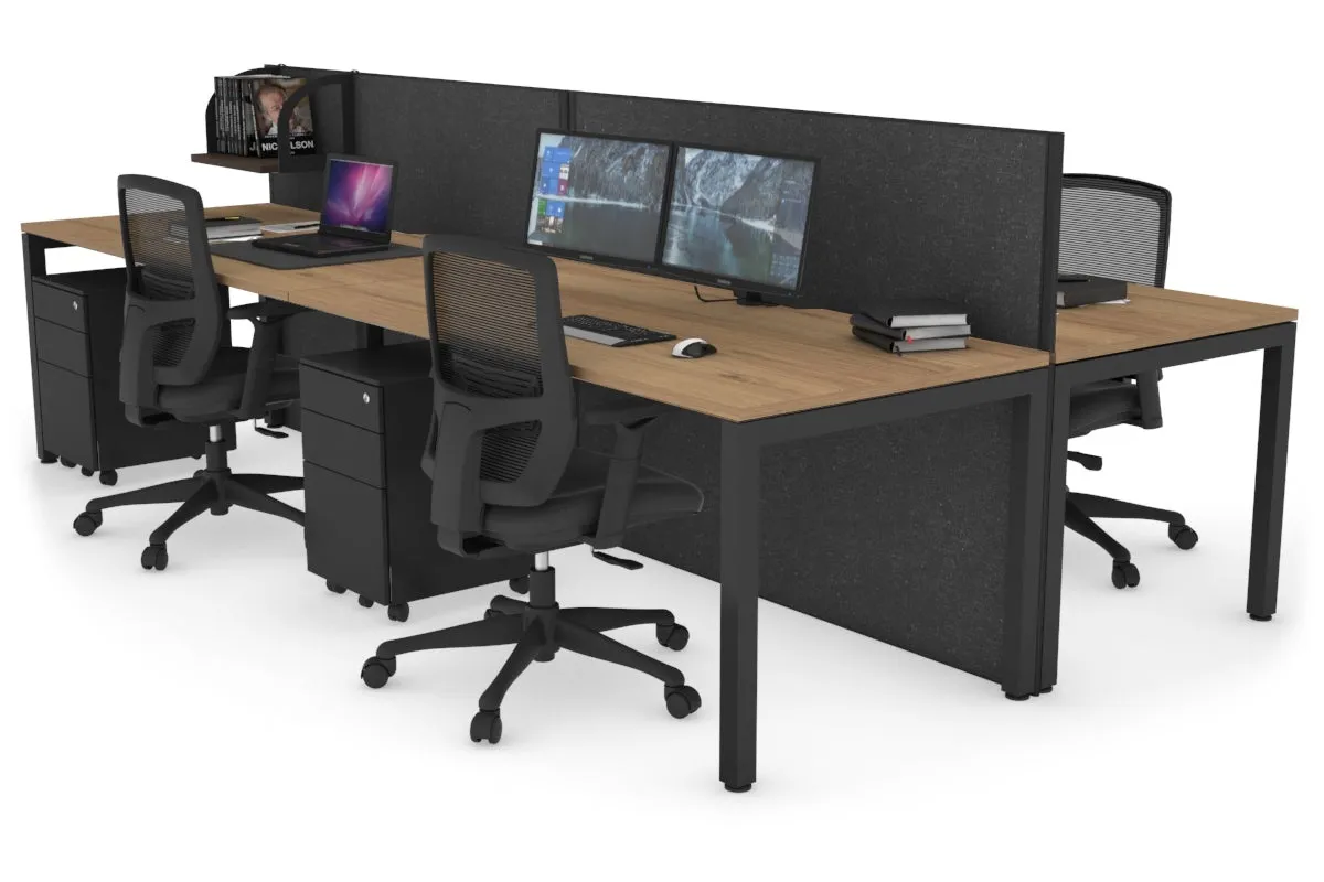 Horizon Quadro 4 Person Bench Square Legs Office Workstation [1200L x 800W with Cable Scallop]