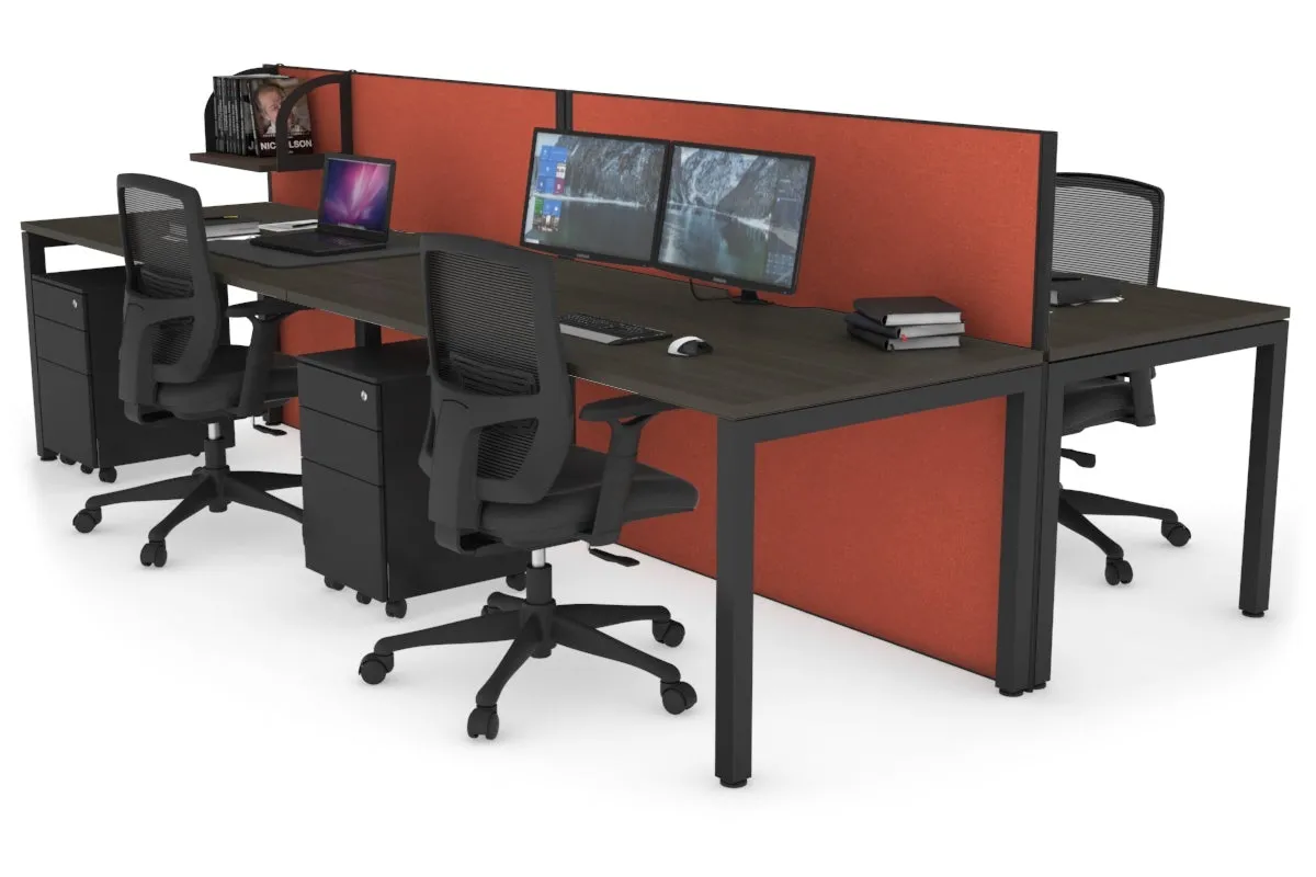 Horizon Quadro 4 Person Bench Square Legs Office Workstation [1200L x 800W with Cable Scallop]