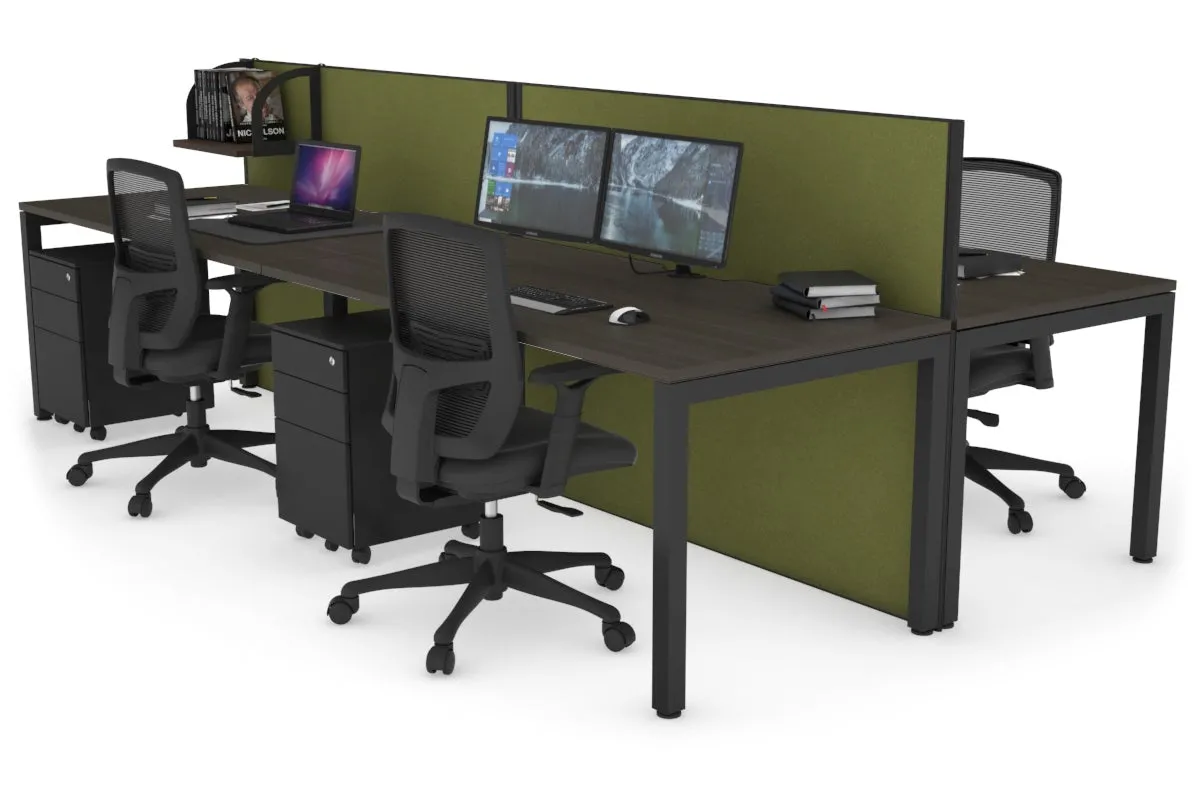 Horizon Quadro 4 Person Bench Square Legs Office Workstation [1200L x 800W with Cable Scallop]