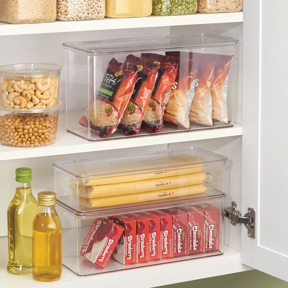 iDesign Kitchen Binz Stackable Box 5.5" x 13.3" x 7" in Clear