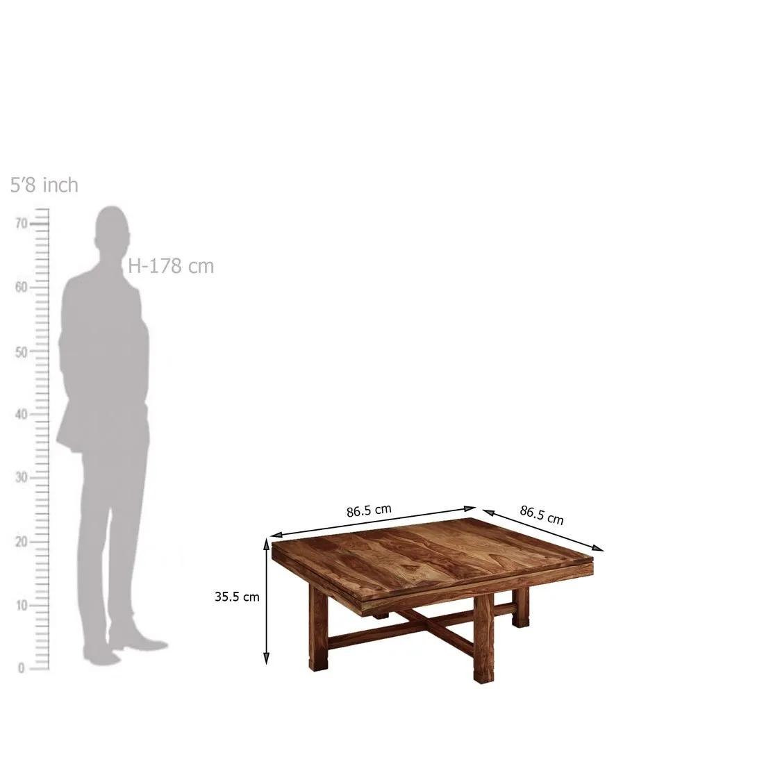 Joseph Solid Wood Coffee Table Centre Table With 4 Seating Stool For Living Room.