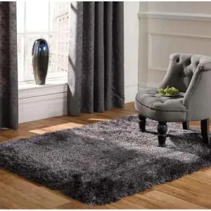 Kingsmoss Pearl Shaggy Homeware Rug / Mat - Grey - 120 x 170cm