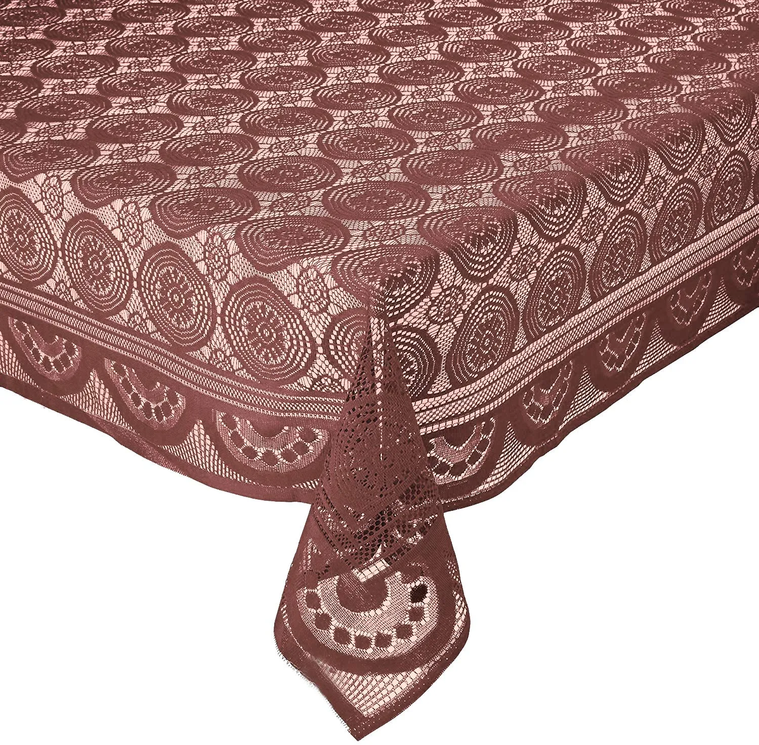 Kuber Industries Circle Design Cotton 6 Seater Dining Table Cover (Brown, CTKTC32649)