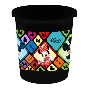 Kuber Industries Disney Mickey Minnie Print Plastic Dustbin/Garbage Bin/Waste Bin, 5 Liters (Black) -HS_35_KUBMARTS17774, Pack of 1