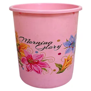 Kuber Industries Flower Print Plastic Garbage Waste Dustbin/Recycling Bin for Home, Office, Factory, 13 litres (Pink)-KUBMART10908