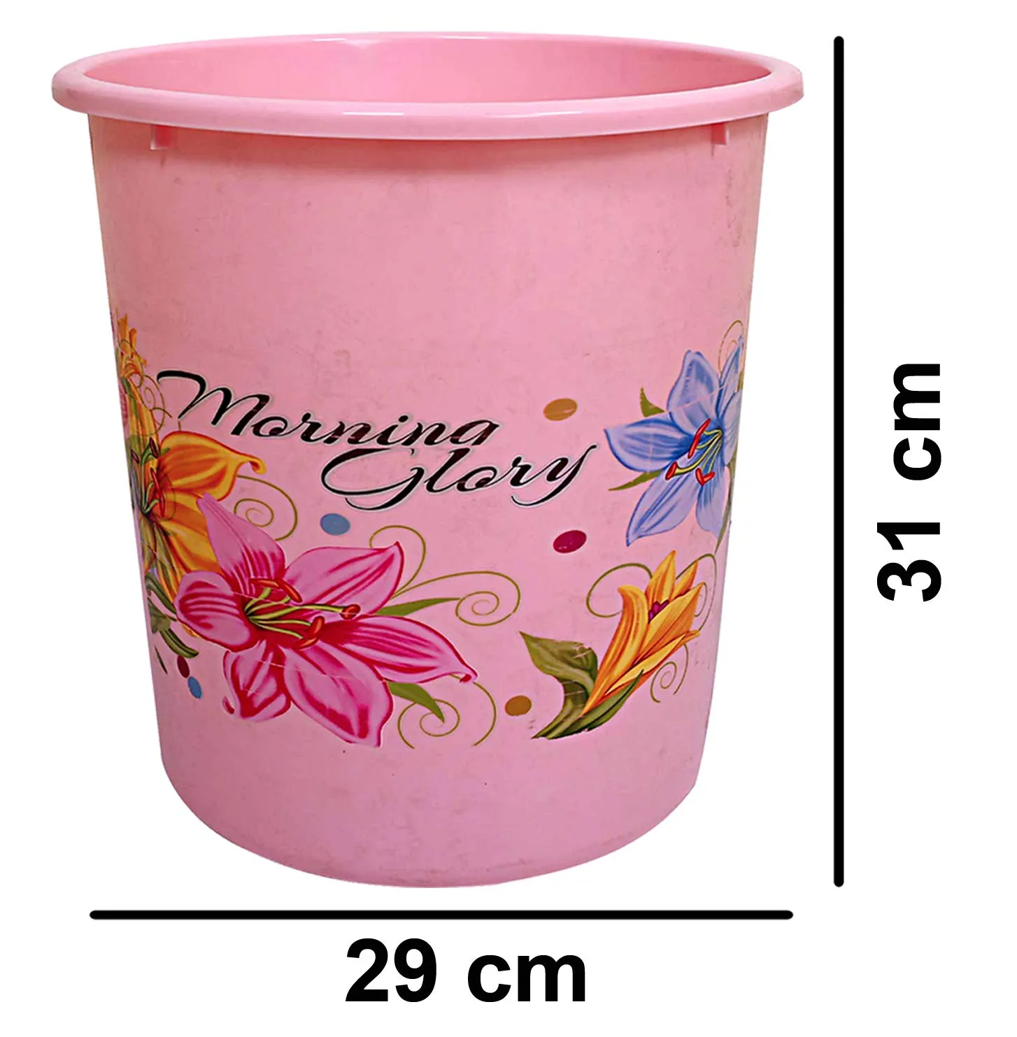 Kuber Industries Flower Print Plastic Garbage Waste Dustbin/Recycling Bin for Home, Office, Factory, 13 litres (Pink)-KUBMART10908