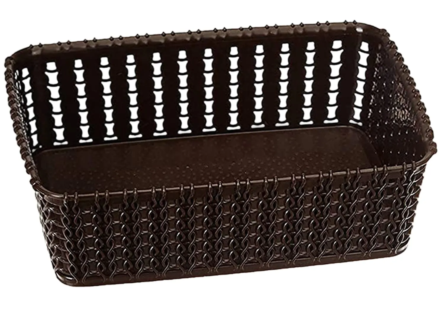 Kuber Industries Multipurposes Large & Small Size M 20-15 Plastic Basket, Organizer For Kitchen, Countertops, Cabinets, Bathroom Without Lids- Set of 2 (Brown) -46KM0134