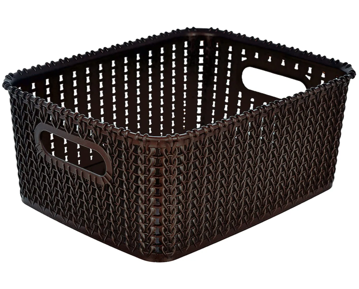 Kuber Industries Multipurposes Large & Small Size M 20-15 Plastic Basket, Organizer For Kitchen, Countertops, Cabinets, Bathroom Without Lids- Set of 2 (Brown) -46KM0134