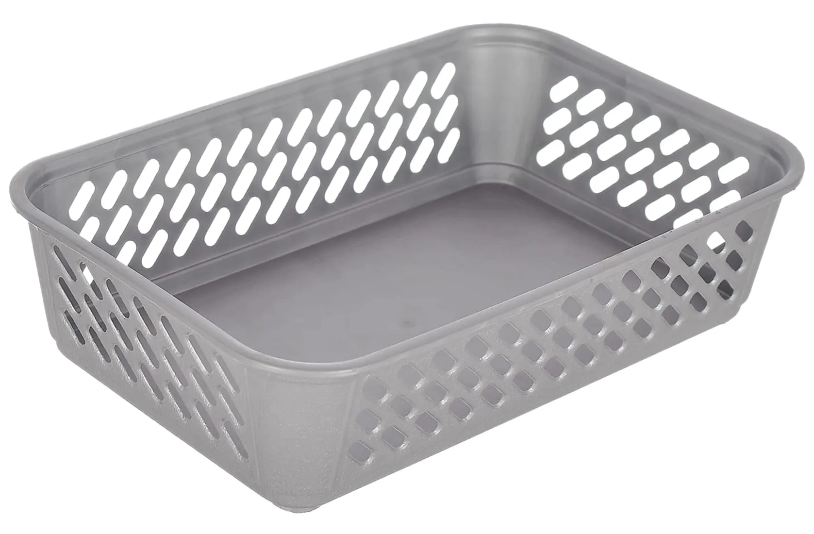 Kuber Industries Multipurposes Super Tidy Plastic Basket, Organizer For Kitchen, Countertops, Cabinets, Bathrooms- Pack of 2 (Grey) -46KM0574