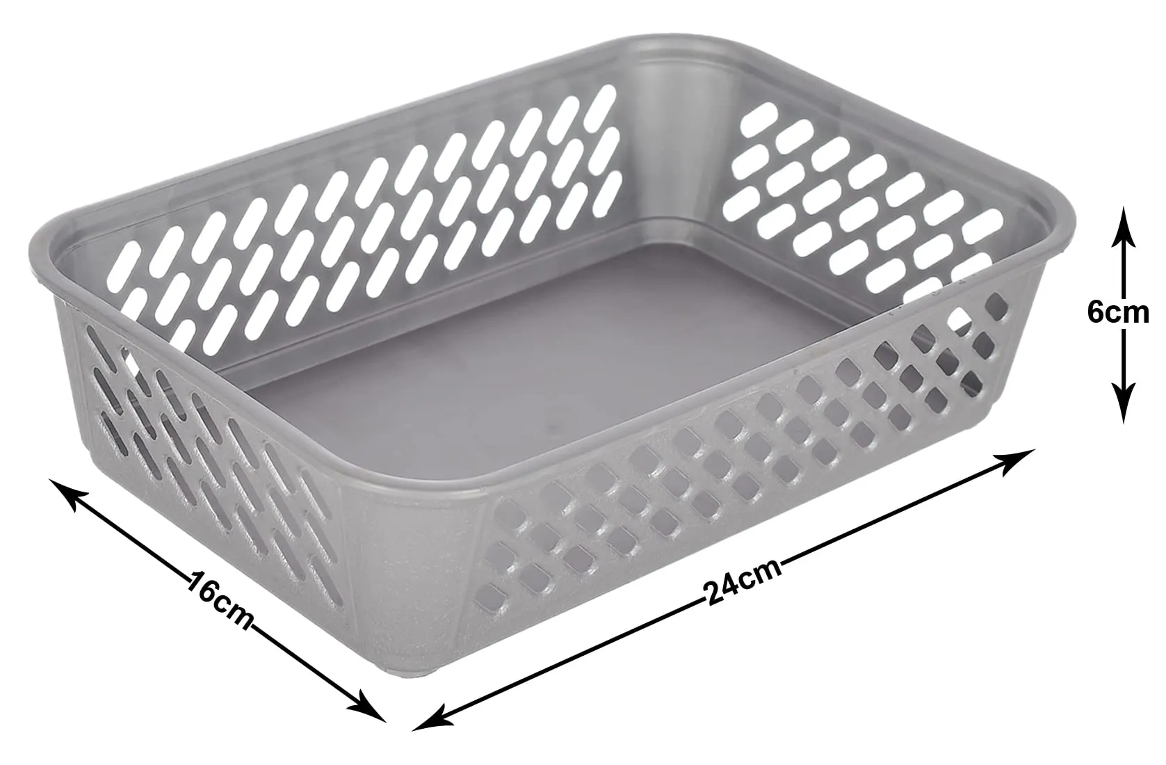 Kuber Industries Multipurposes Super Tidy Plastic Basket, Organizer For Kitchen, Countertops, Cabinets, Bathrooms- Pack of 2 (Grey) -46KM0574