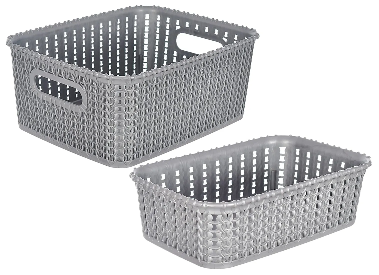 Kuber Industries Multiuses Large & Small Size M 20-15 Plastic Basket/Organizer Without Lid- Pack of 4 (Brown) -46KM0135