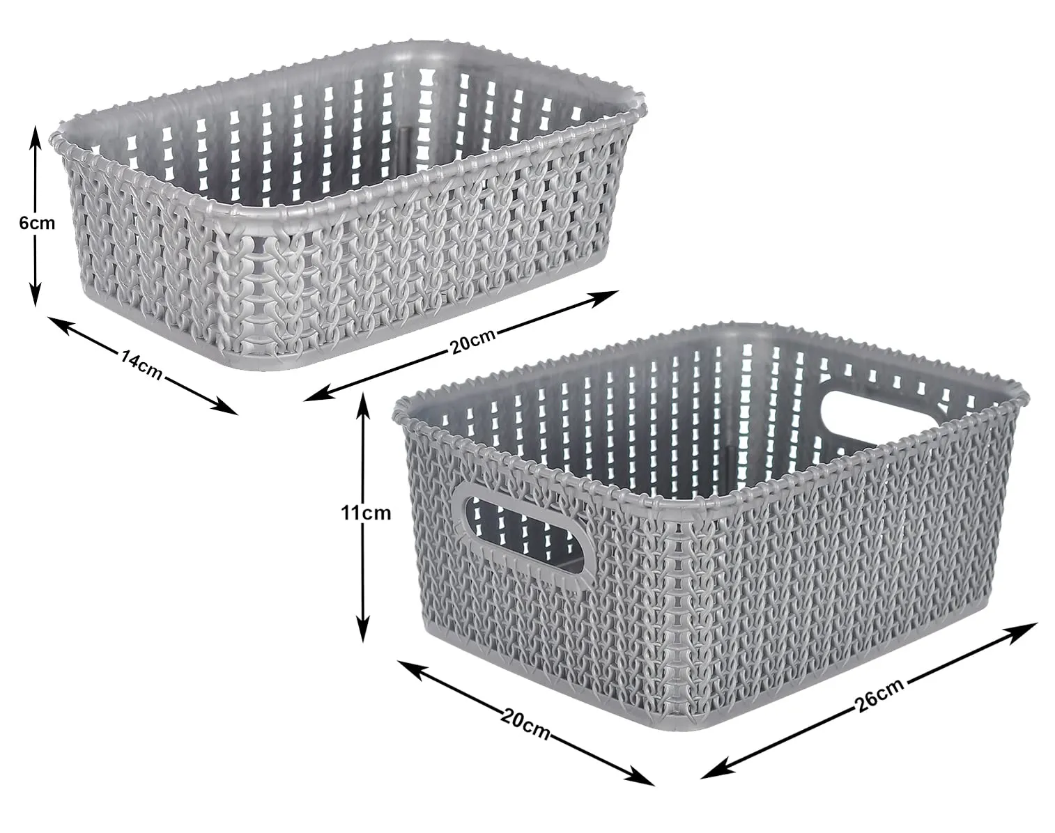 Kuber Industries Multiuses Large & Small Size M 20-15 Plastic Basket/Organizer Without Lid- Pack of 4 (Brown) -46KM0135