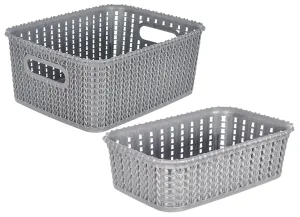 Kuber Industries Multiuses Large & Small Size M 20-15 Plastic Basket/Organizer Without Lid- Pack of 4 (Brown) -46KM0135